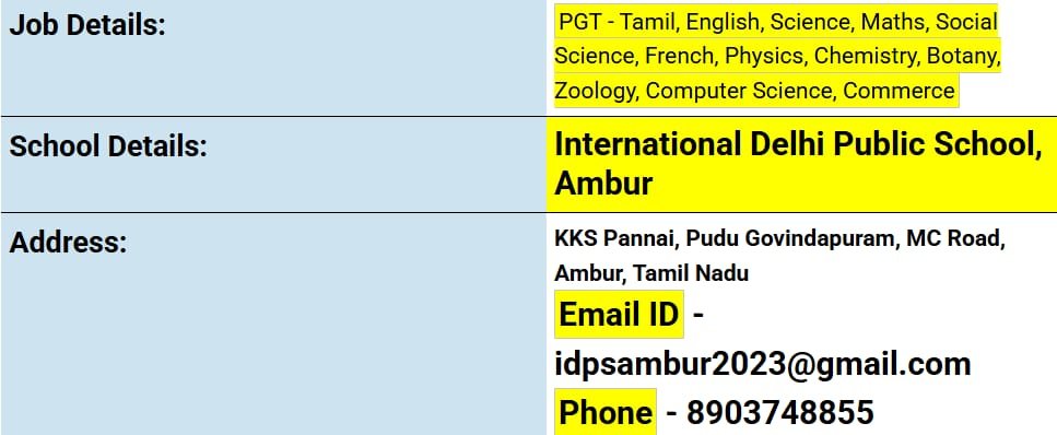 School Jobs at  International Delhi Public School, Ambur, Tamil Nadu ,  Tiruppur